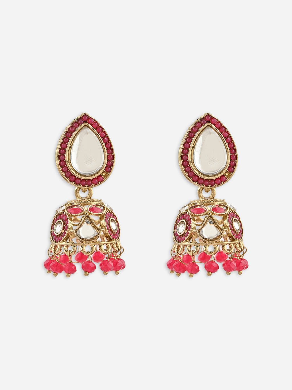 Panna-Kriti Kundan Teardrop Beaded Jhumkas