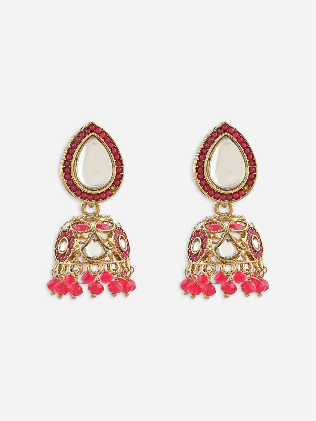 Panna-Kriti Kundan Teardrop Beaded Jhumkas