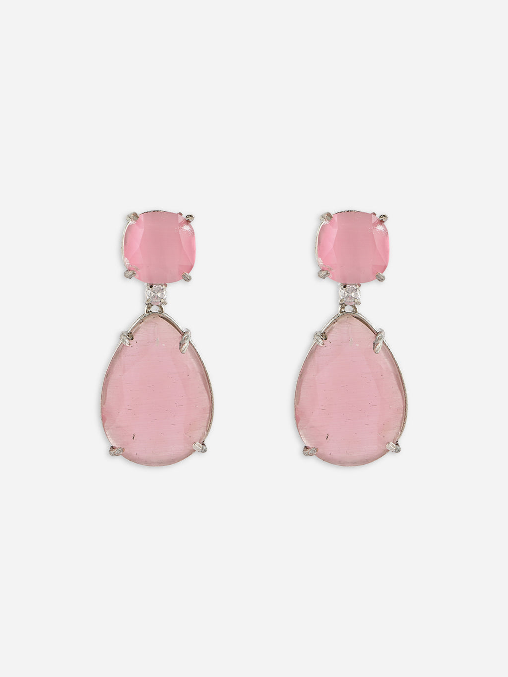 Gulbahaar AD Silver Bridal Drop Earrings