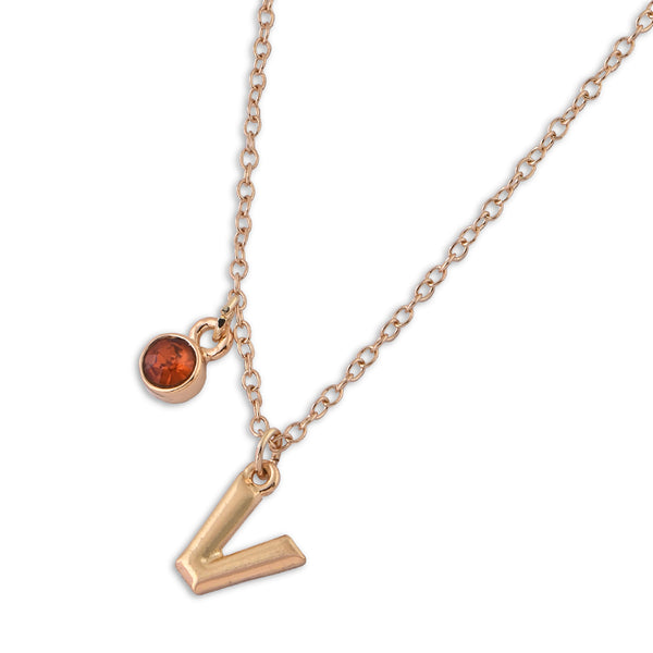 Personalised Initials & Birthstone Charms Necklace - V