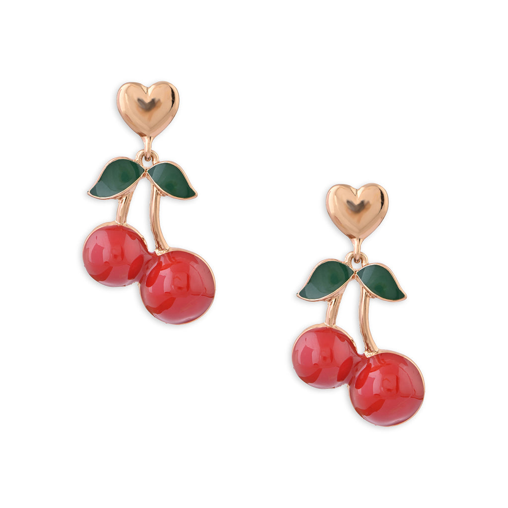 Playful Cherry & Heart Drop Earrings