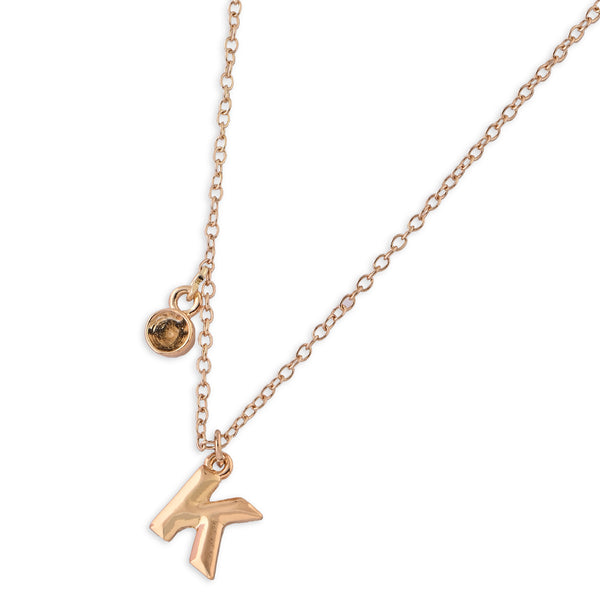 Personalised Initials & Birthstone Charms Necklace - K