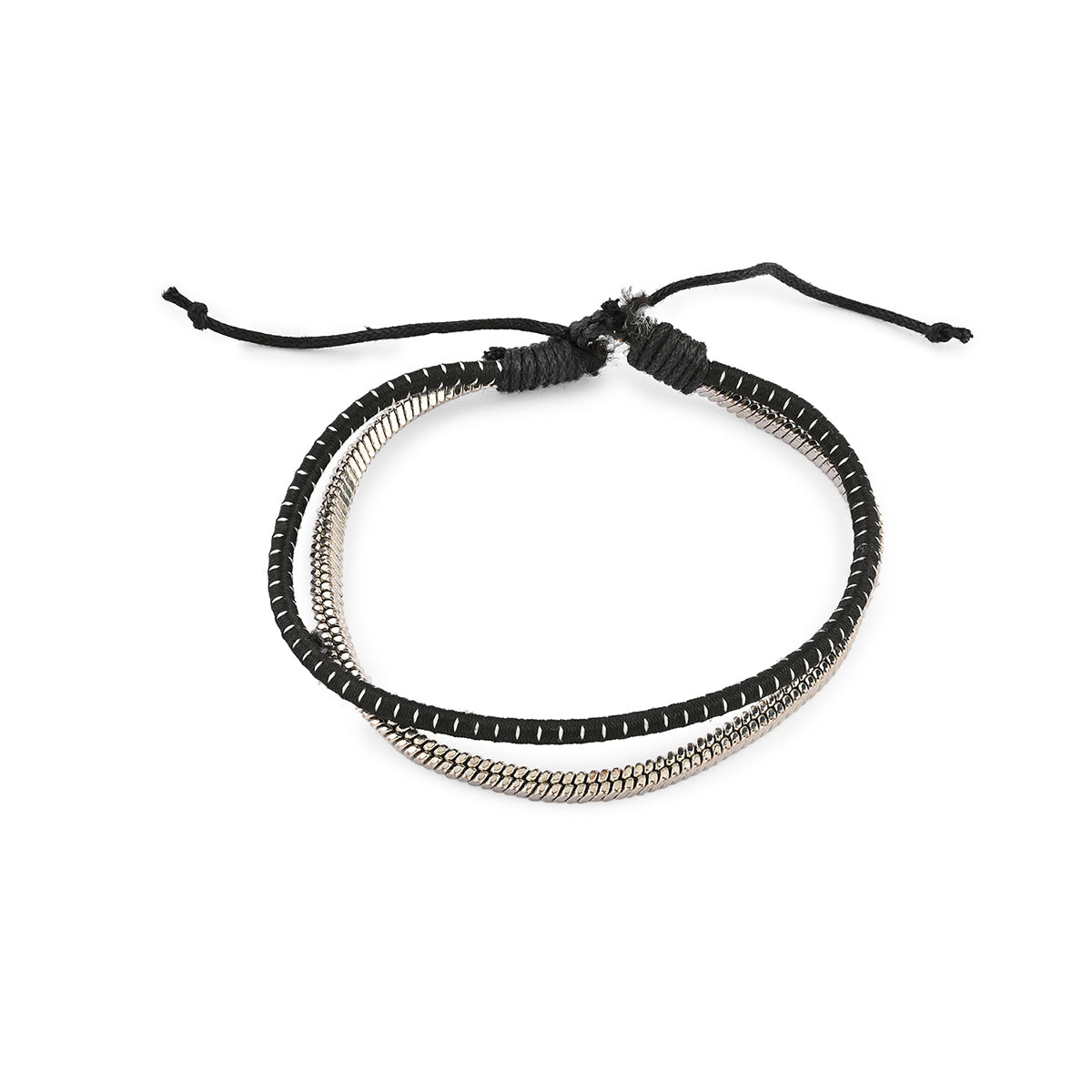 Nautical Black Bead & Leather Bracelet Set of 4