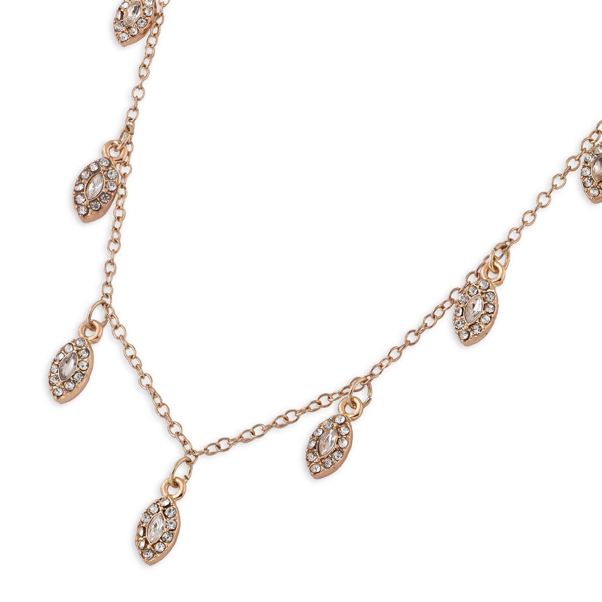 Delicate Gold & Crystal Drop Charm Necklace