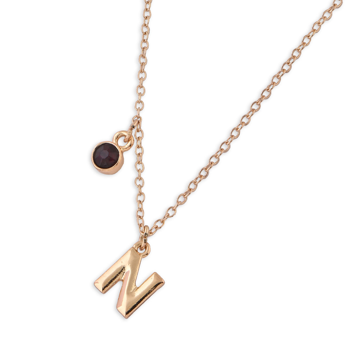 Personalised Initials & Birthstone Charms Necklace - N