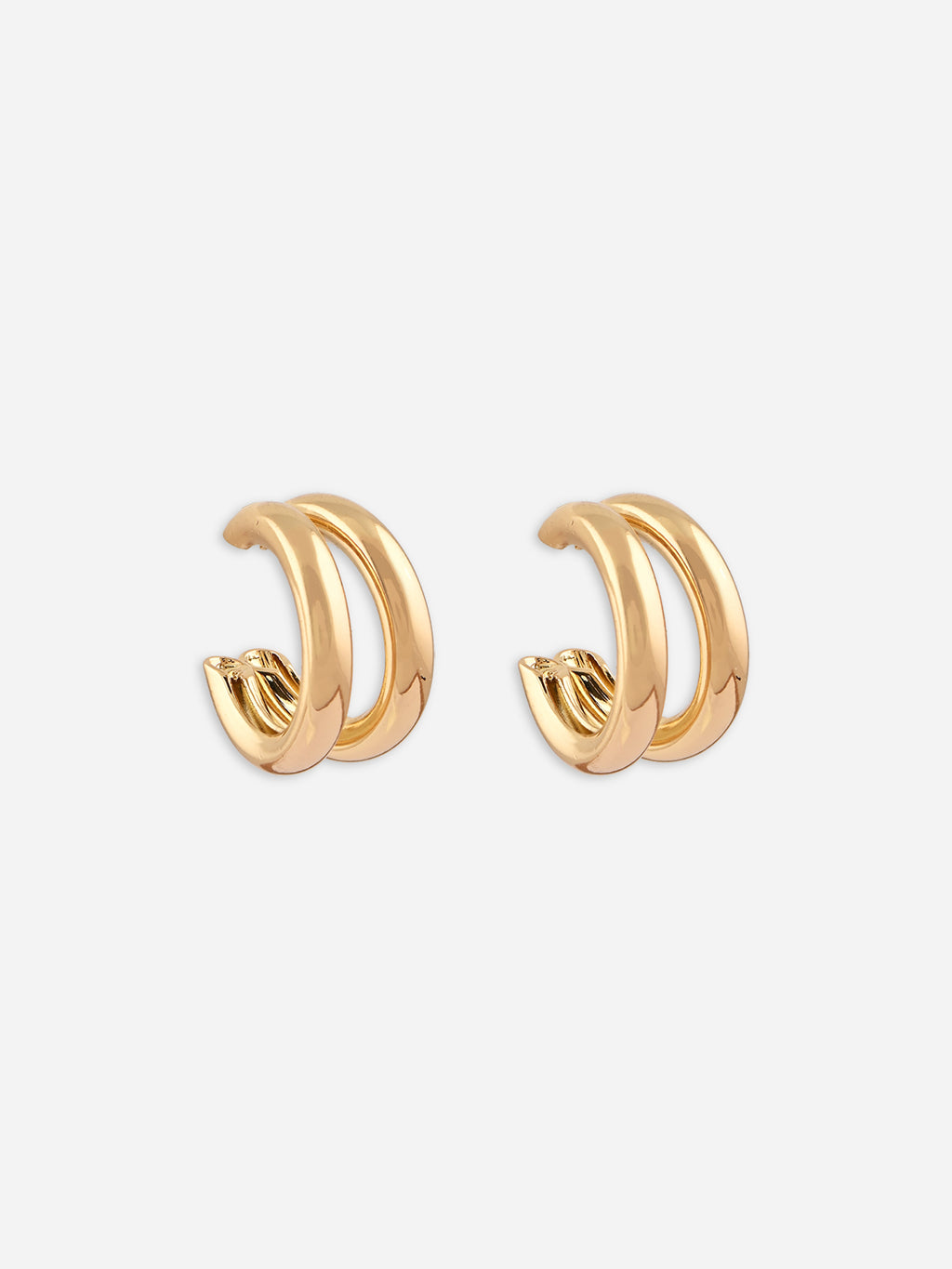 Double Layer Half Hoop Gold Earrings