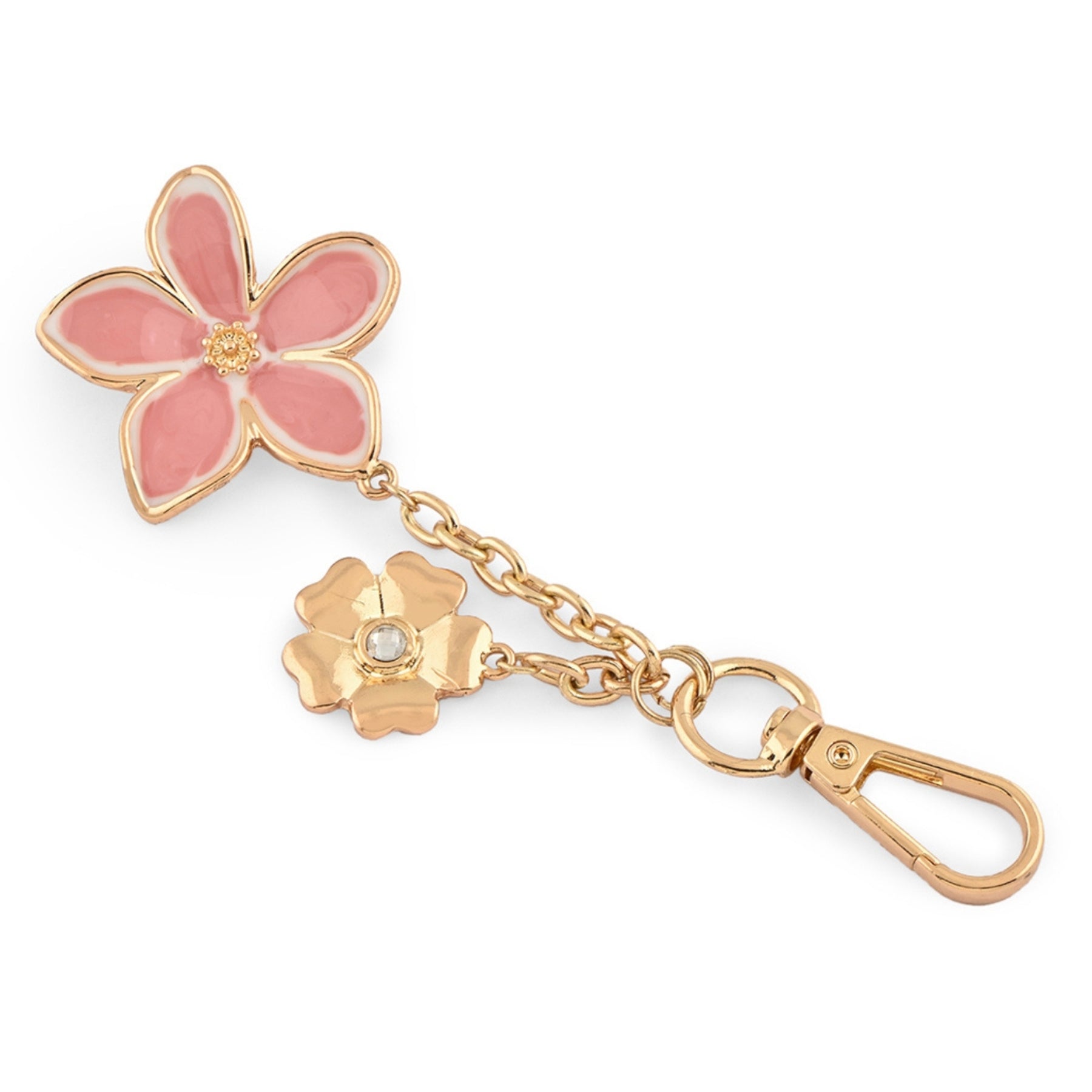 Pink Floral Enamel Bag Charm