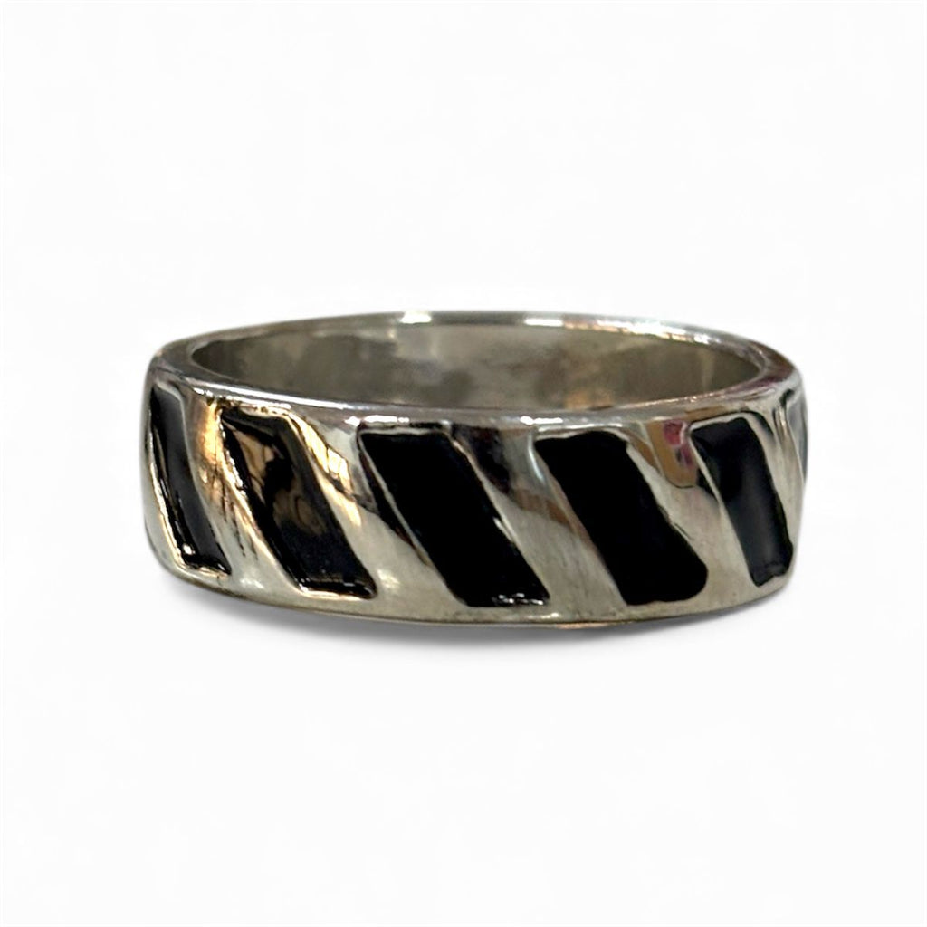 Silver & Black Men’s Alloy Statement Ring Set – Pack of 4