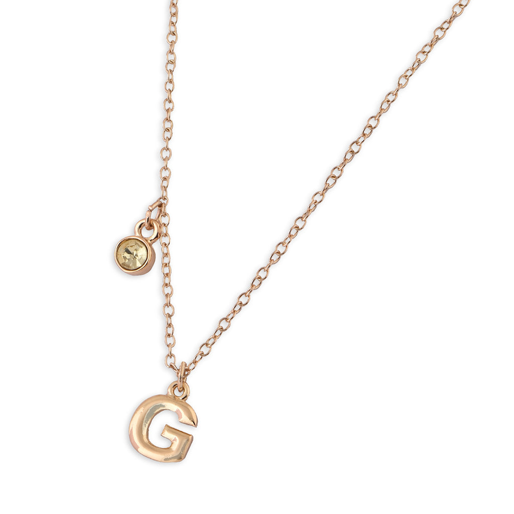 Personalised Initials & Birthstone Charms Necklace - G