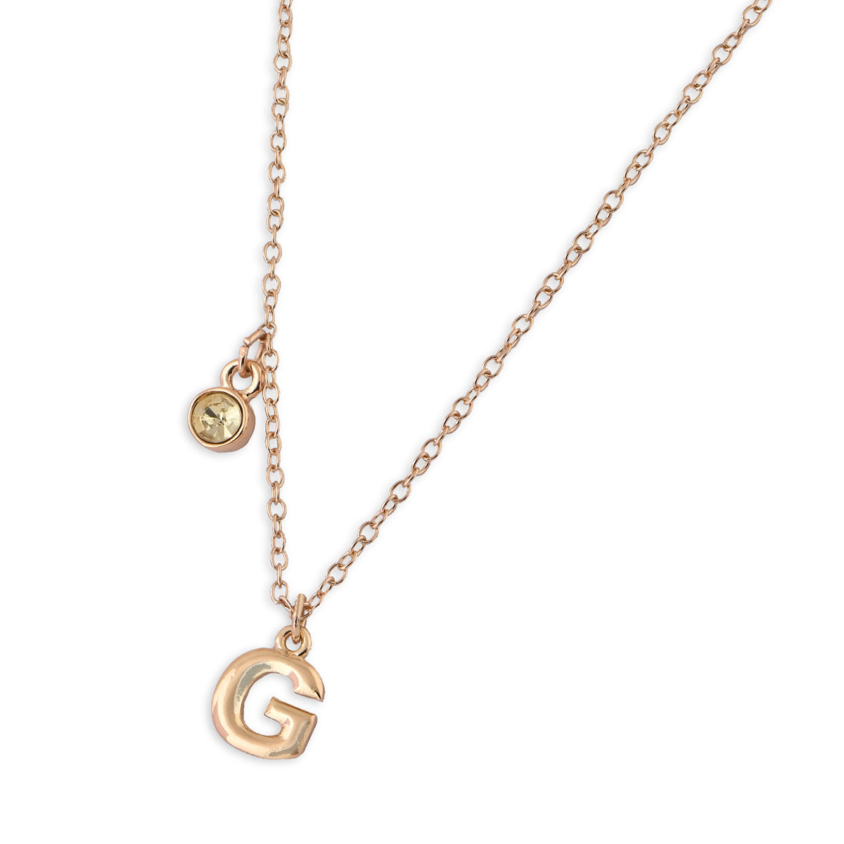 Personalised Initials & Birthstone Charms Necklace - G