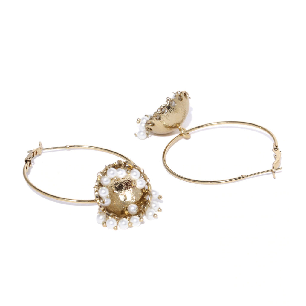 Sculpted Off White Jhumka Earrings