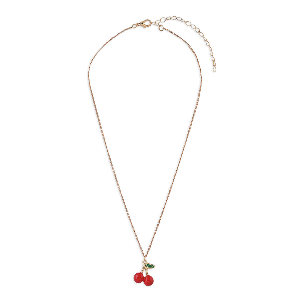 Golden Cherry Charm Necklace