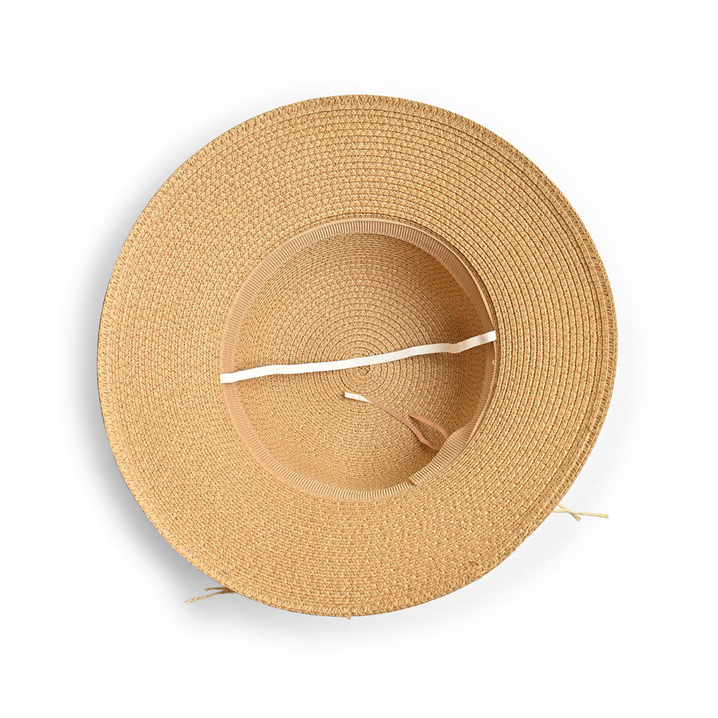 Brown Woven Straw Sun Hat with Shell, Pearl & Starfish Charms