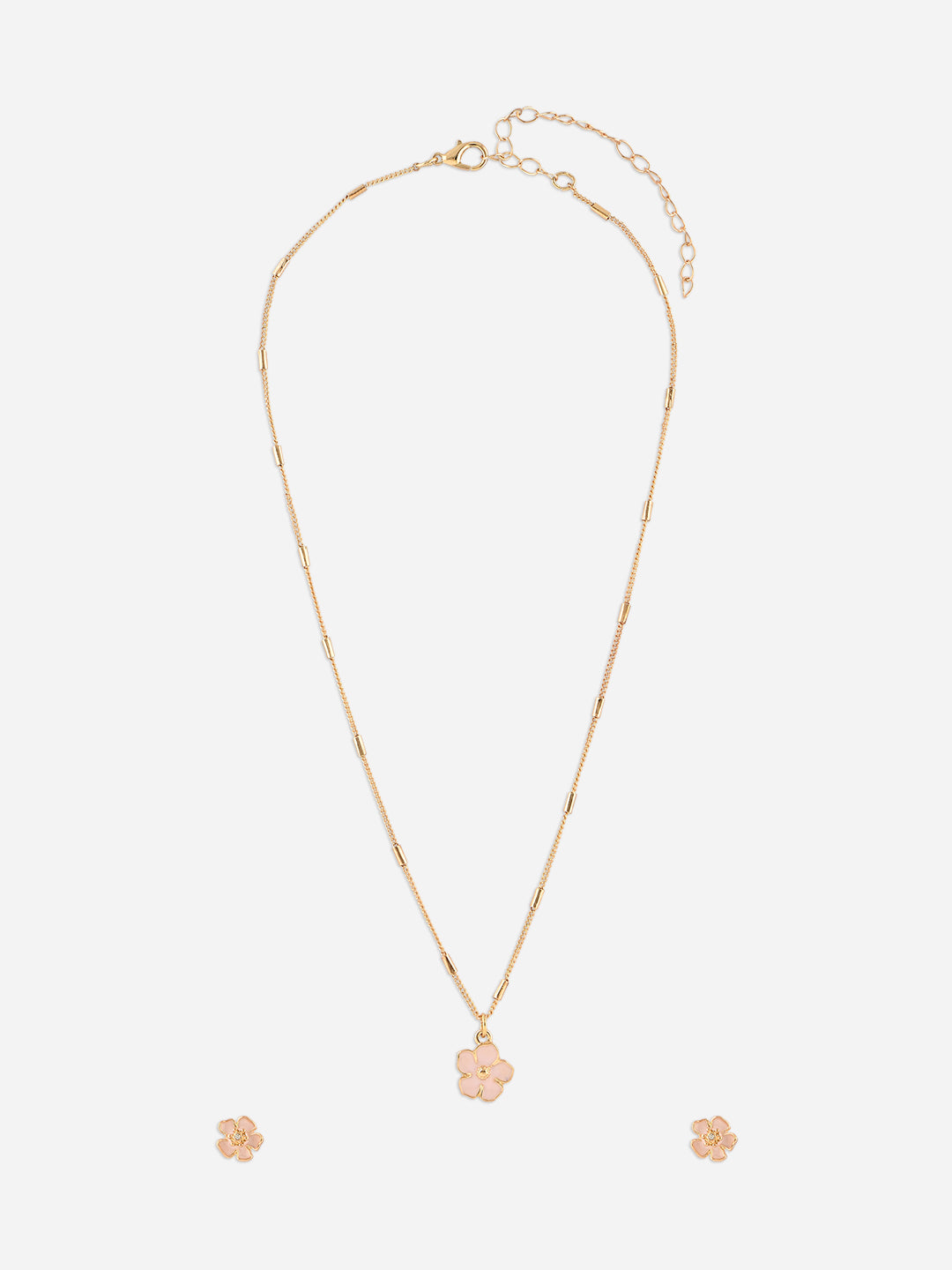 Blush Bloom Gold Flower Pendant Set