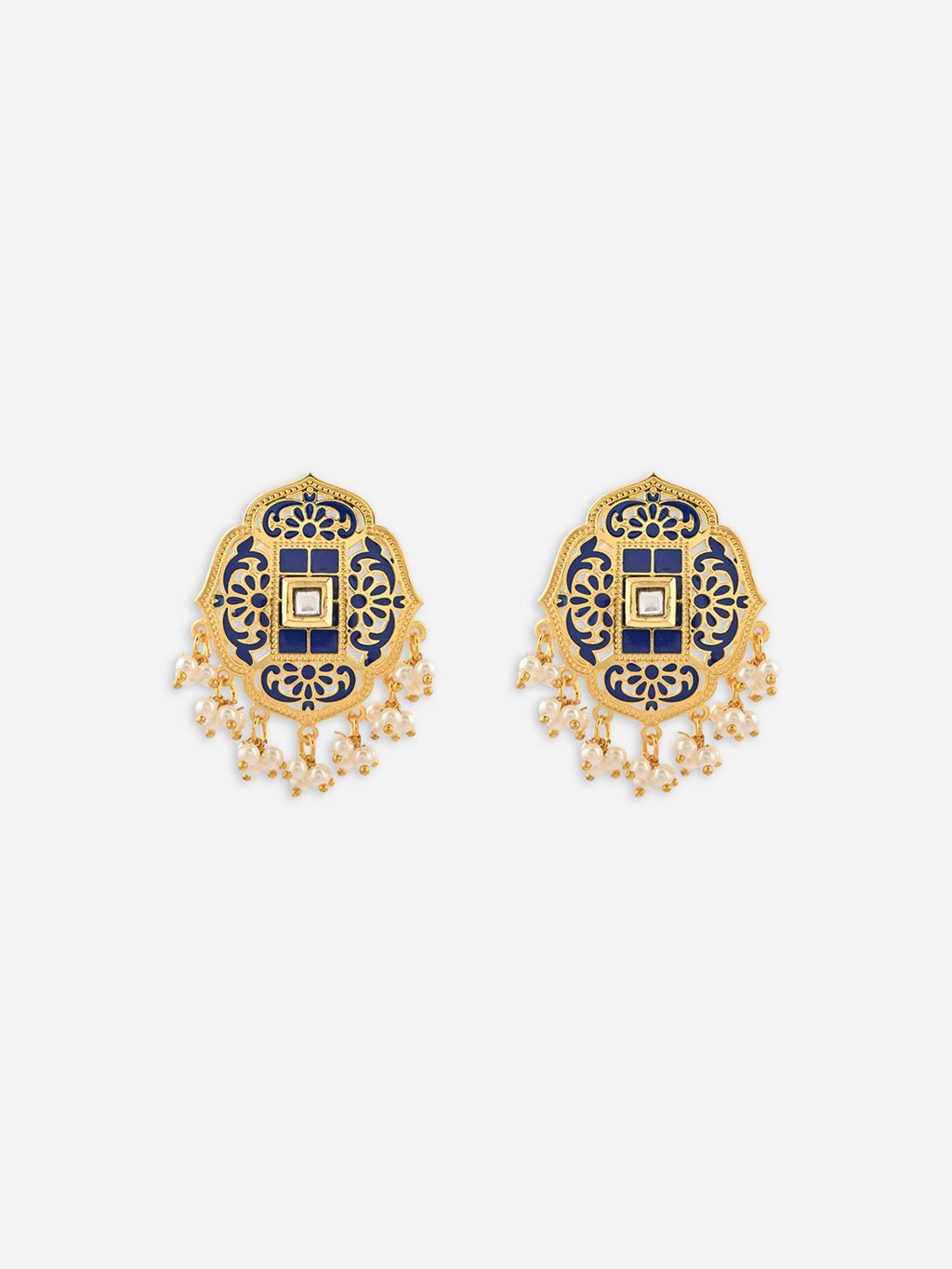 Rajsi-Phool Meenakari Pearl Drop Studs