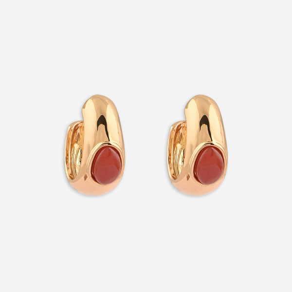 Maroon Accent Chunky Half Hoops