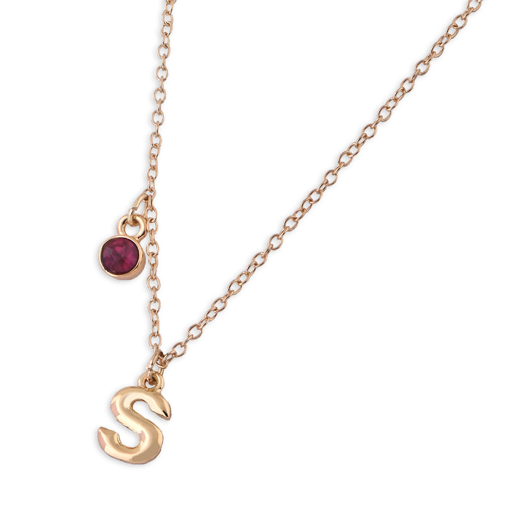 Personalised Initials & Birthstone Charms Necklace -S