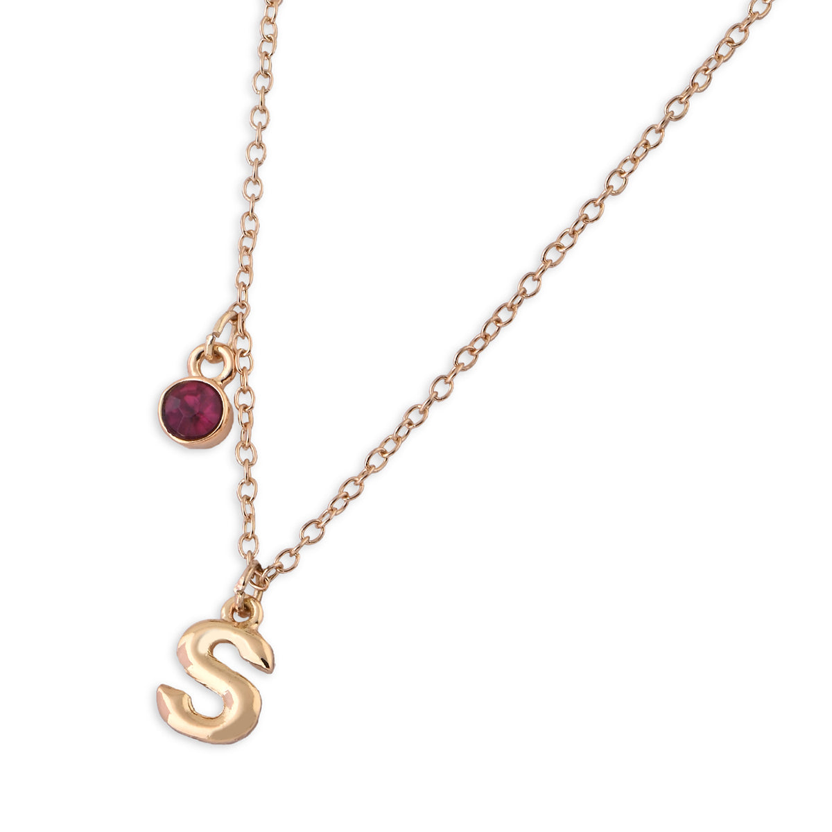 Personalised Initials & Birthstone Charms Necklace -S