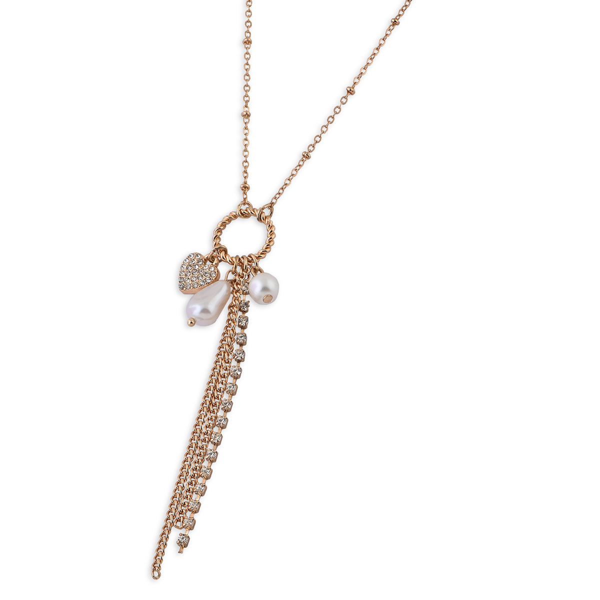 Gold-Tone Pearl & Charm Tassel Necklace