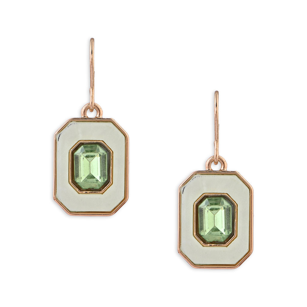 Gold & Green Stone Drop Earrings