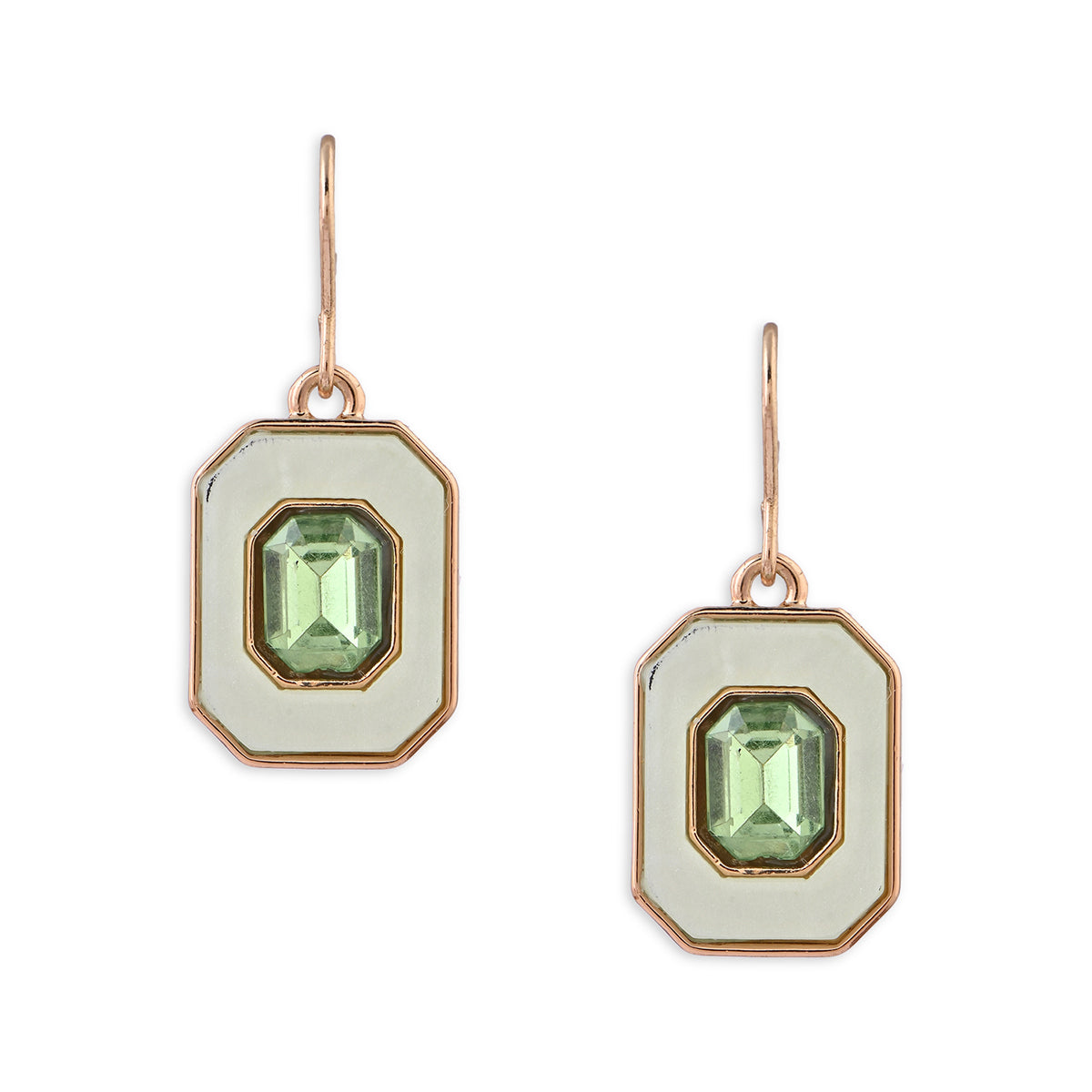 Gold & Green Stone Drop Earrings