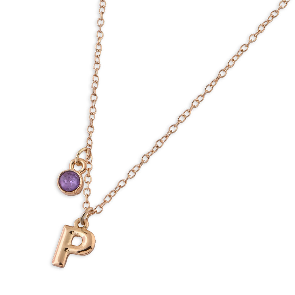 Personalised Initials & Birthstone Charms Necklace - P