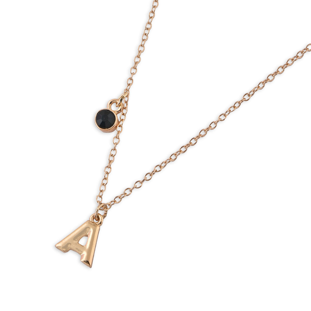 Personalised Initials & Birthstone Charms Necklace - A