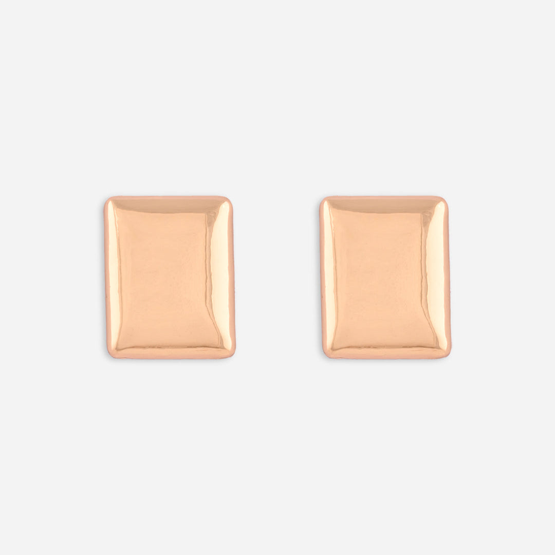 Gilded Edge Geometric Rectangle Studs Earrings