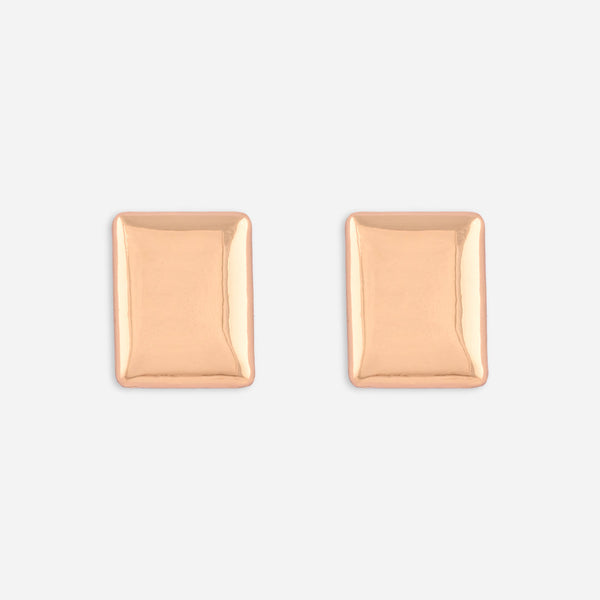 Gilded Edge Geometric Rectangle Studs Earrings