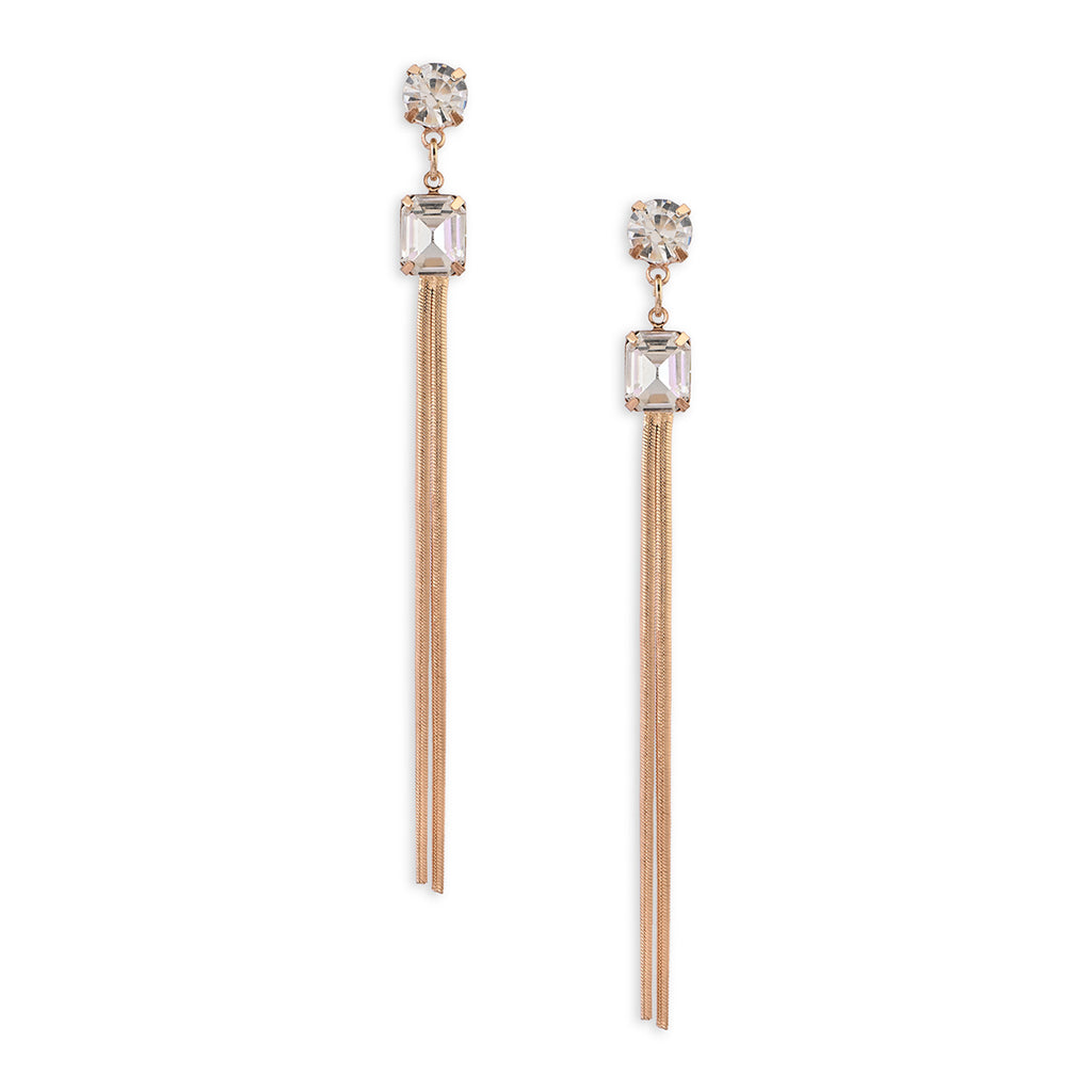 Golden Crystal Fringe Drop Earrings