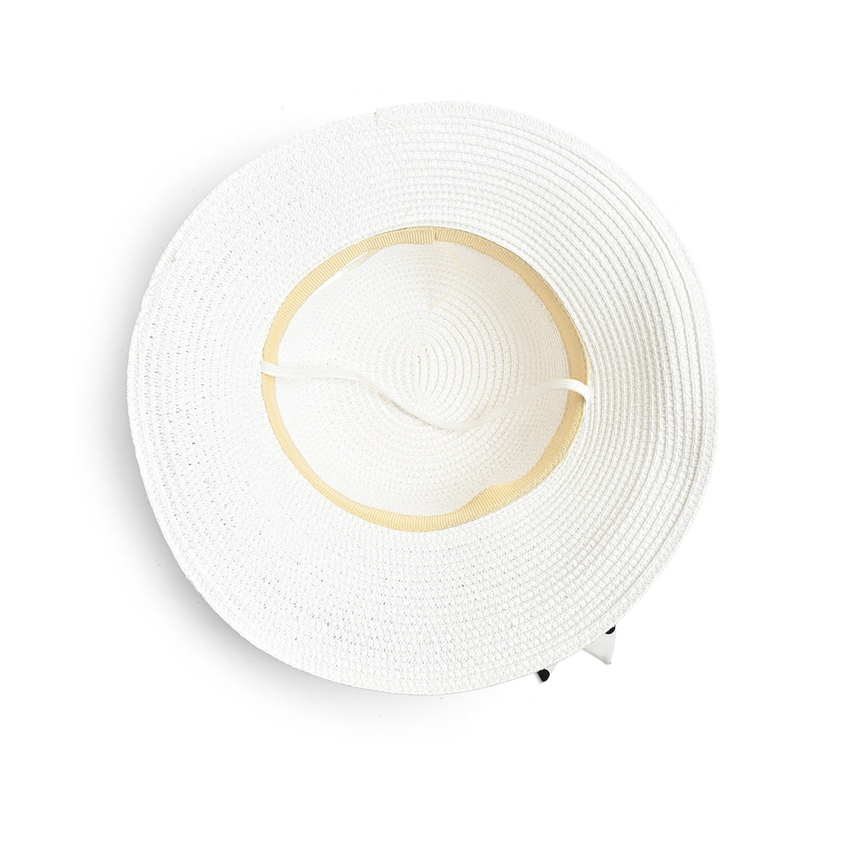 White Woven Straw Sun Hat with Polka Dot Bow Scarf