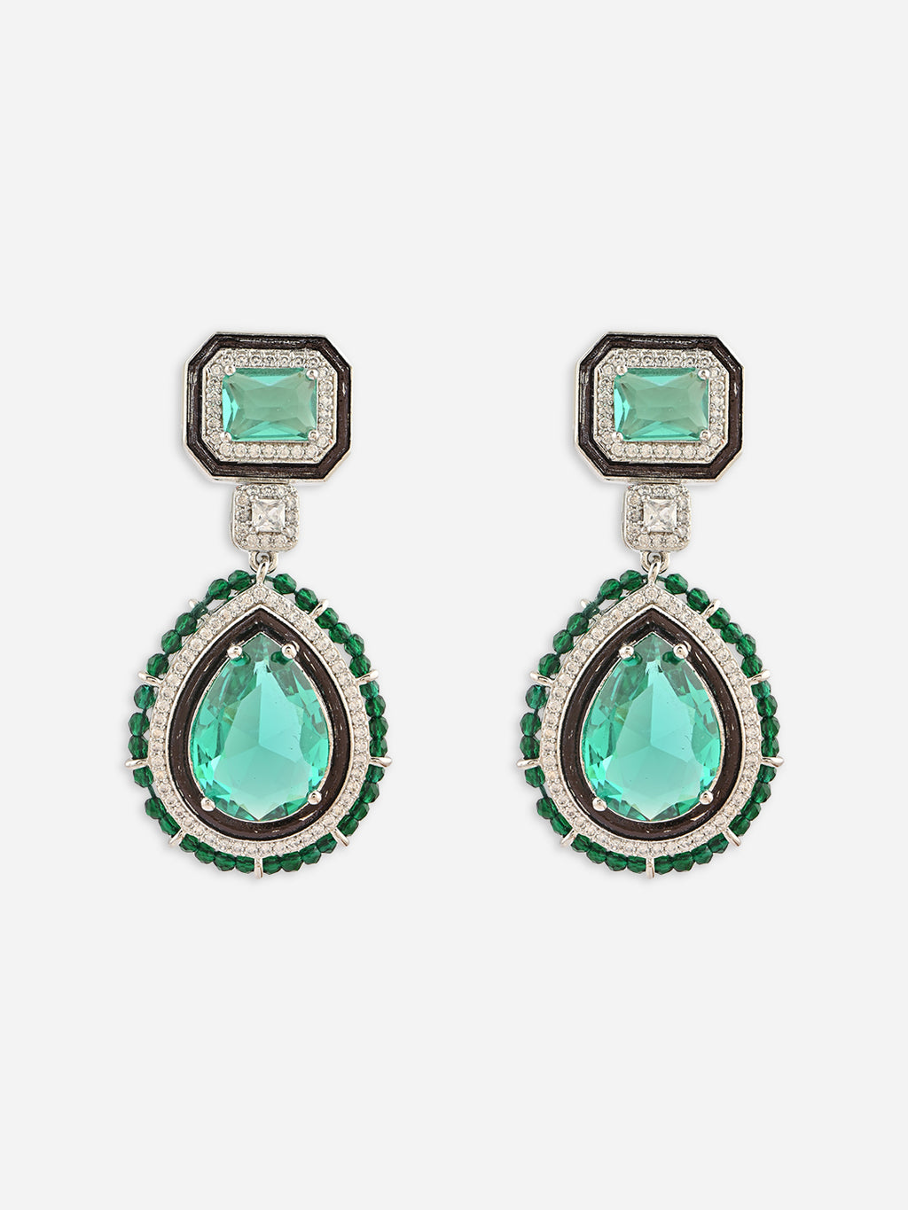 Heeramoti Emerald Bridal AD Drop Earrings