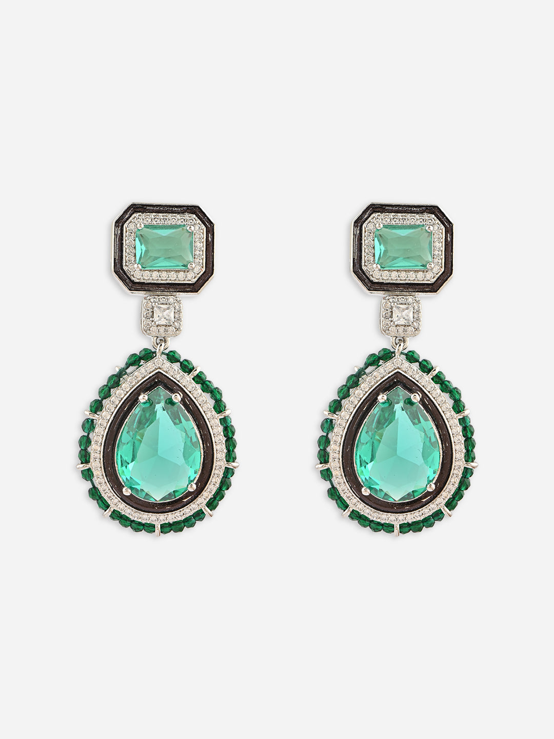 Heeramoti Emerald Bridal AD Drop Earrings