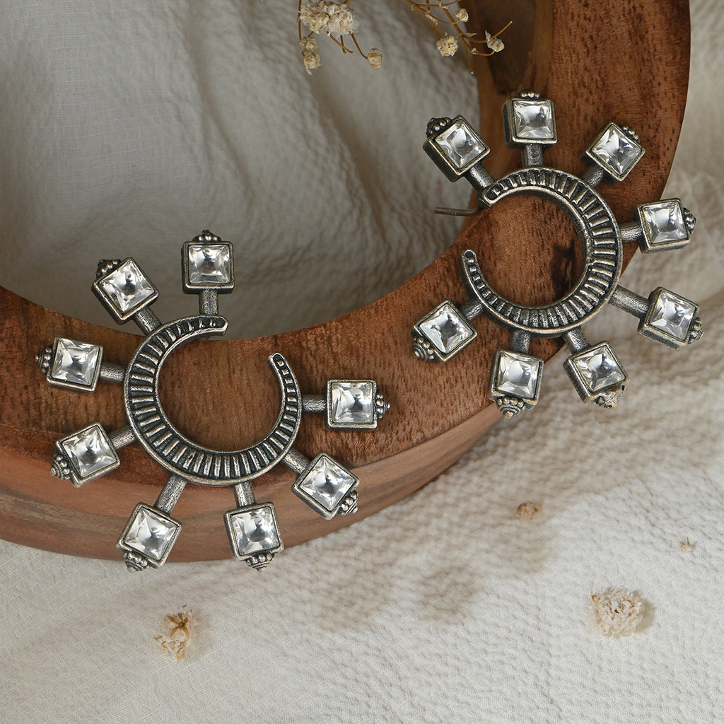 Oxidized Crescent Hoop Earrings