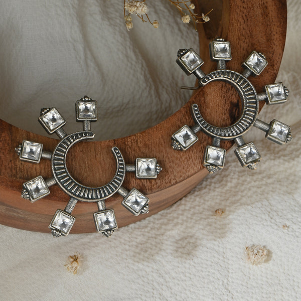 Oxidized Crescent Hoop Earrings