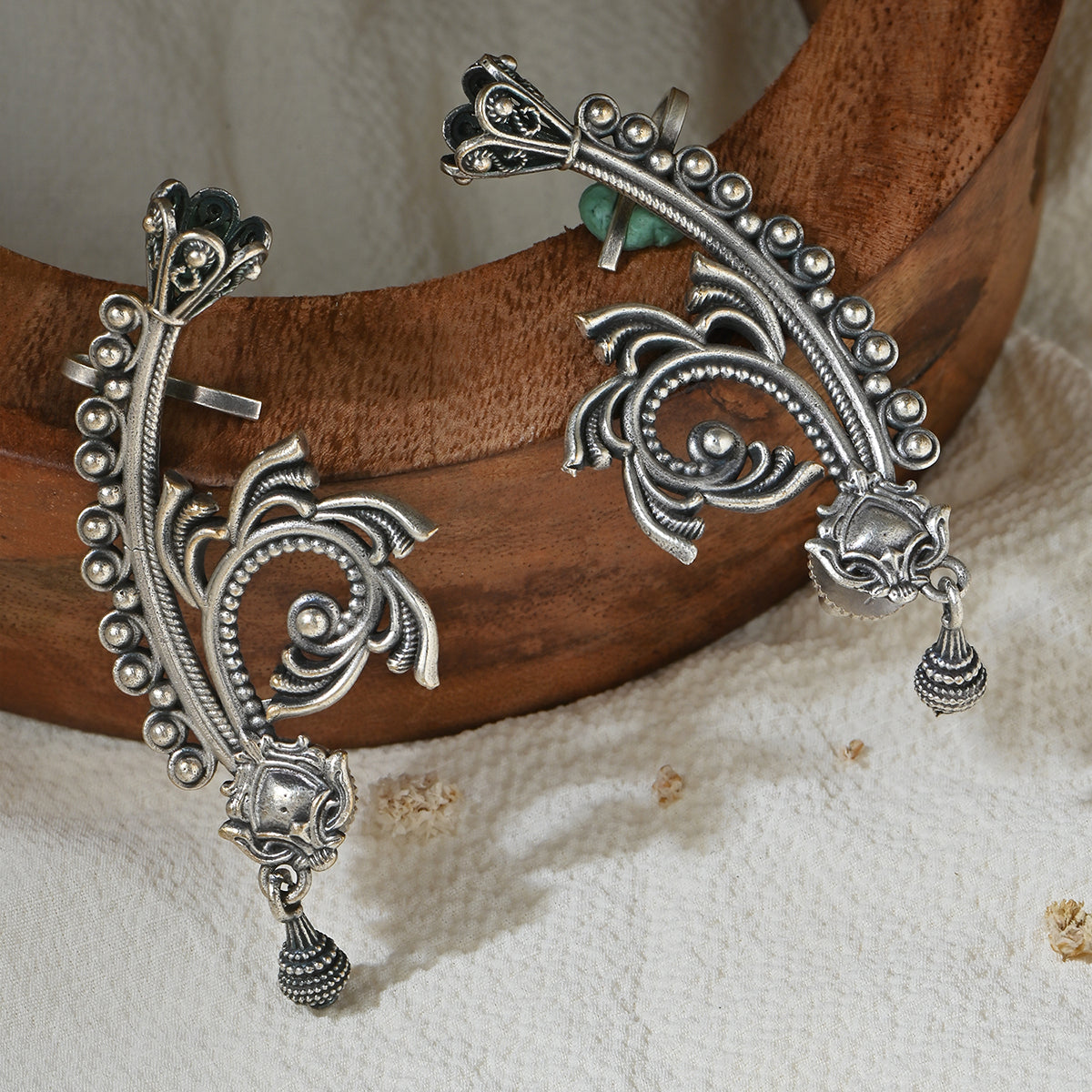 Oxidized Silver Filigree Earcuffs