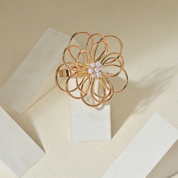 Golden Bloom Pearl Ring