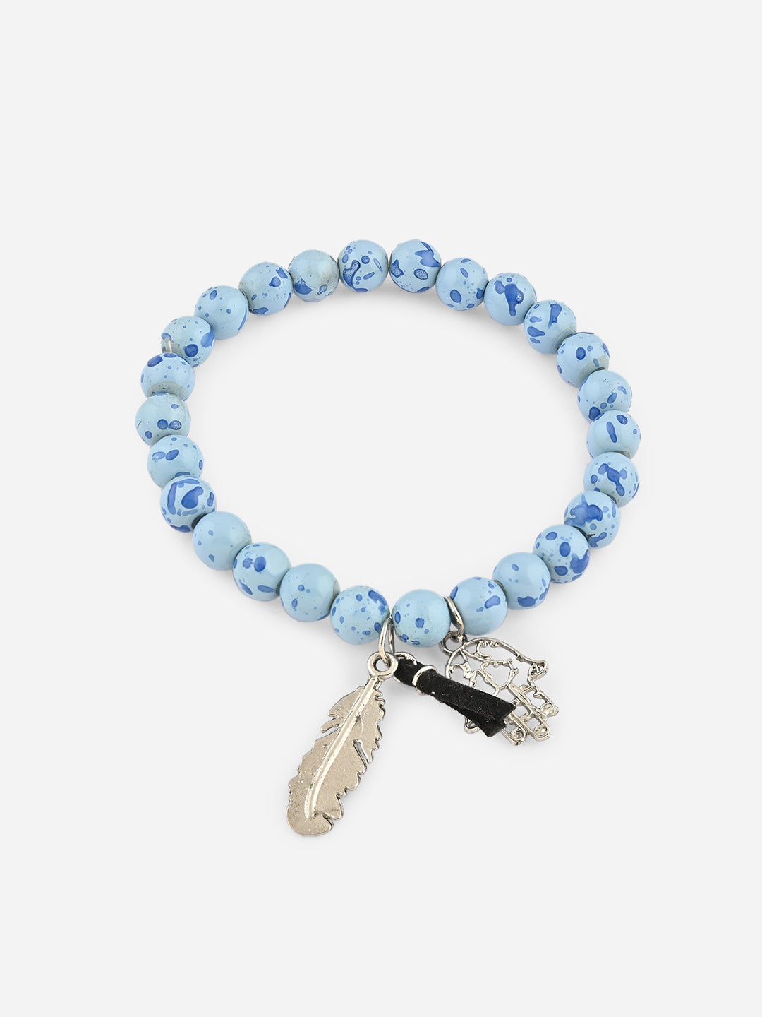 Set of 3 Blue & Black Beaded Bracelet Set