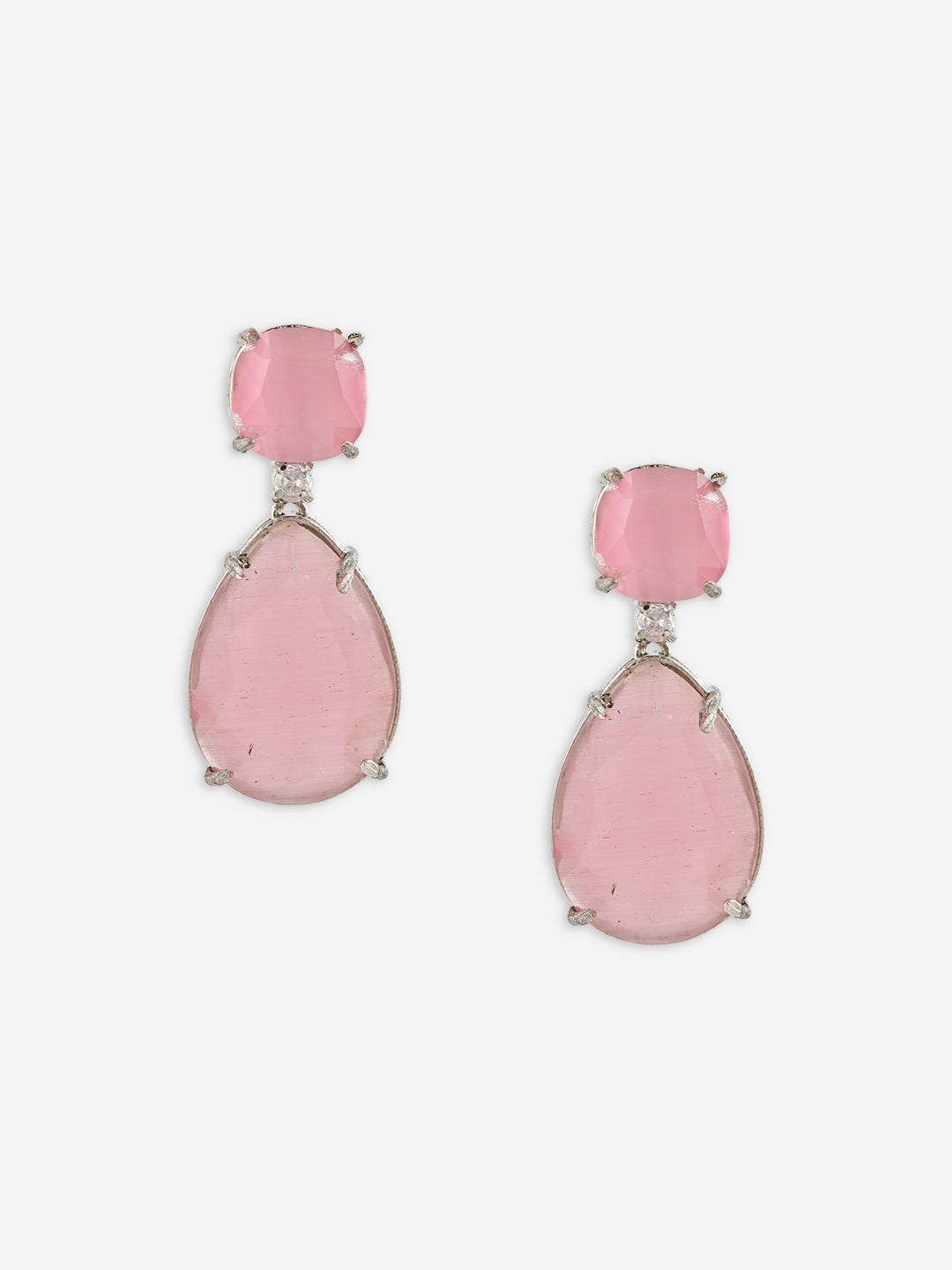 Gulbahaar AD Silver Bridal Drop Earrings