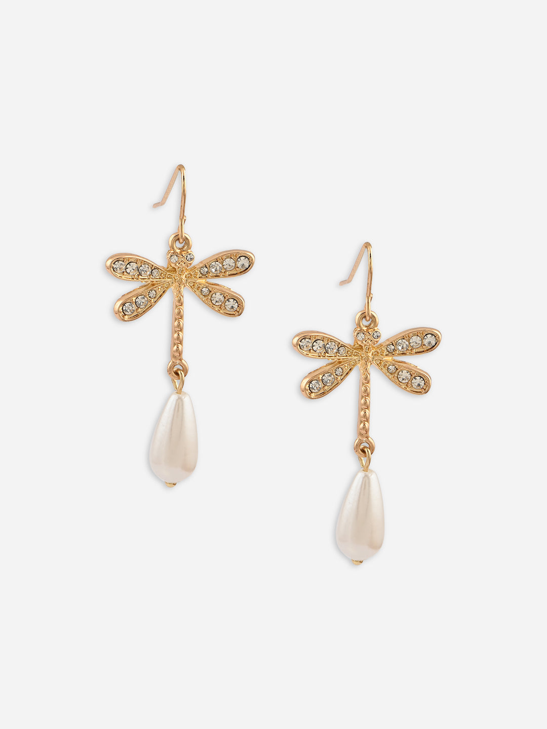 Dragonfly Whisper Pearl Drop Earrings