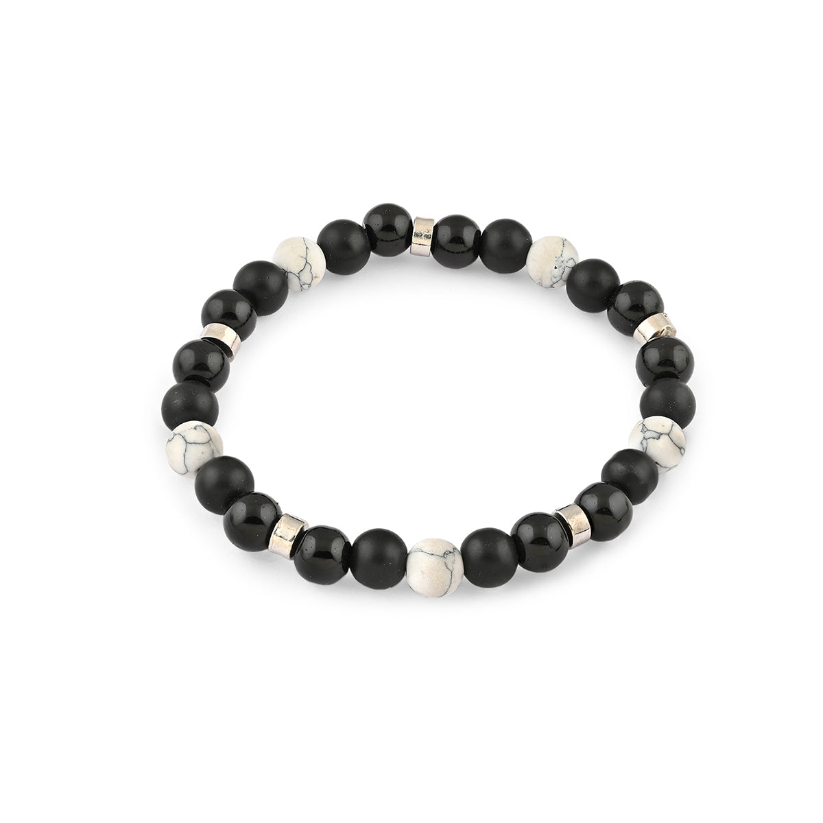 Nautical Black Bead & Leather Bracelet Set of 4