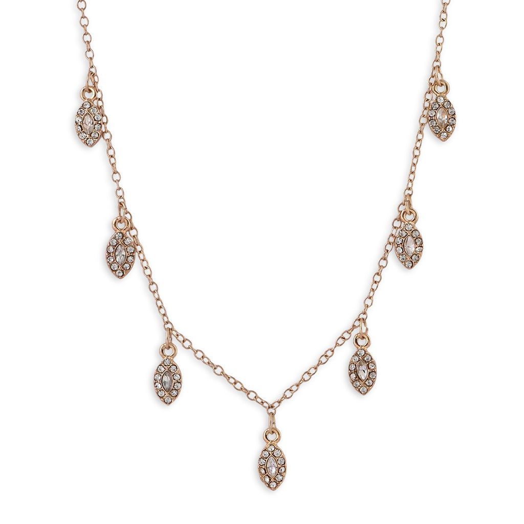 Delicate Gold & Crystal Drop Charm Necklace