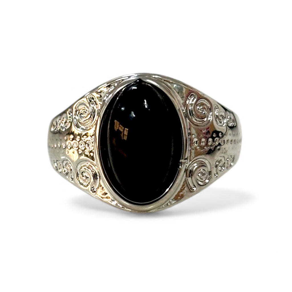 Silver & Black Men’s Alloy Statement Ring Set – Pack of 4