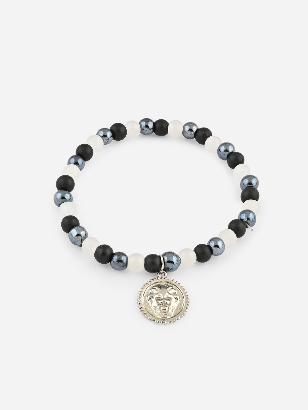 Set of 4 Monochrome Multicolor Beaded & Braided Bracelets