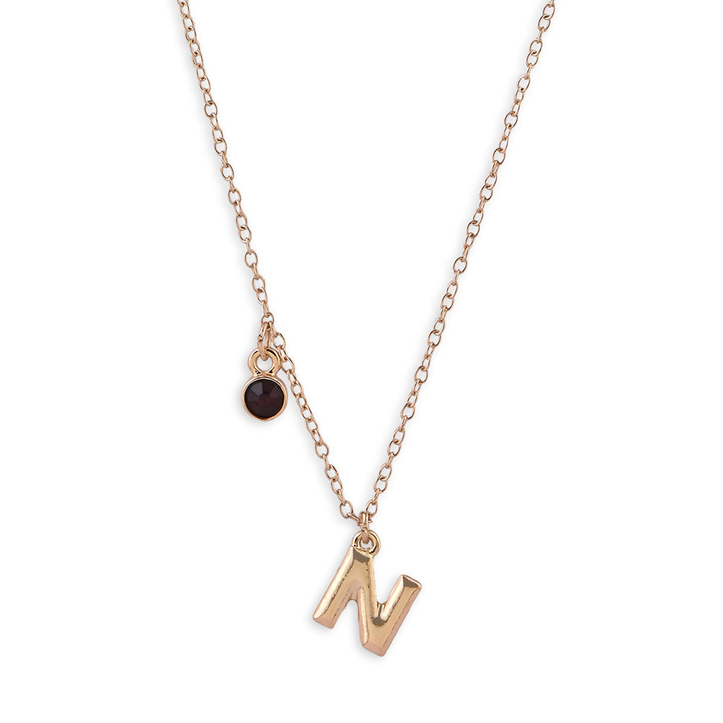 Personalised Initials & Birthstone Charms Necklace - N