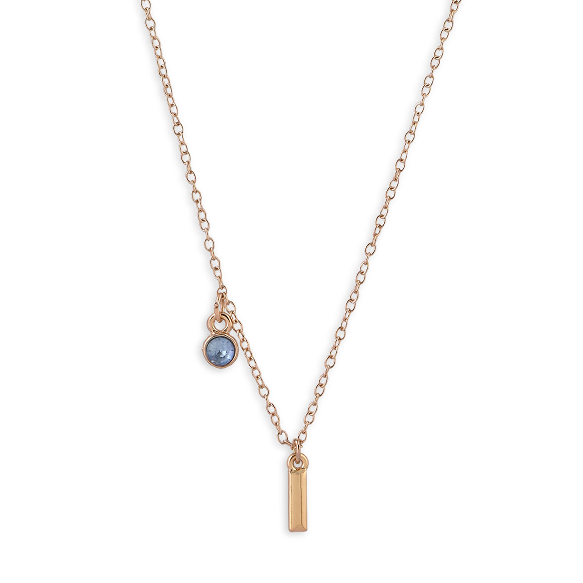 Personalised Initials & Birthstone Charms Necklace - I