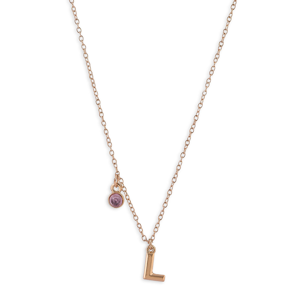 Personalised Initials & Birthstone Charms Necklace - L