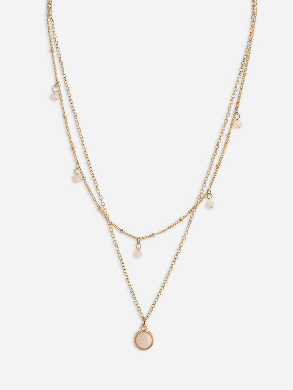 Blush Pearl Gold Layered Necklace