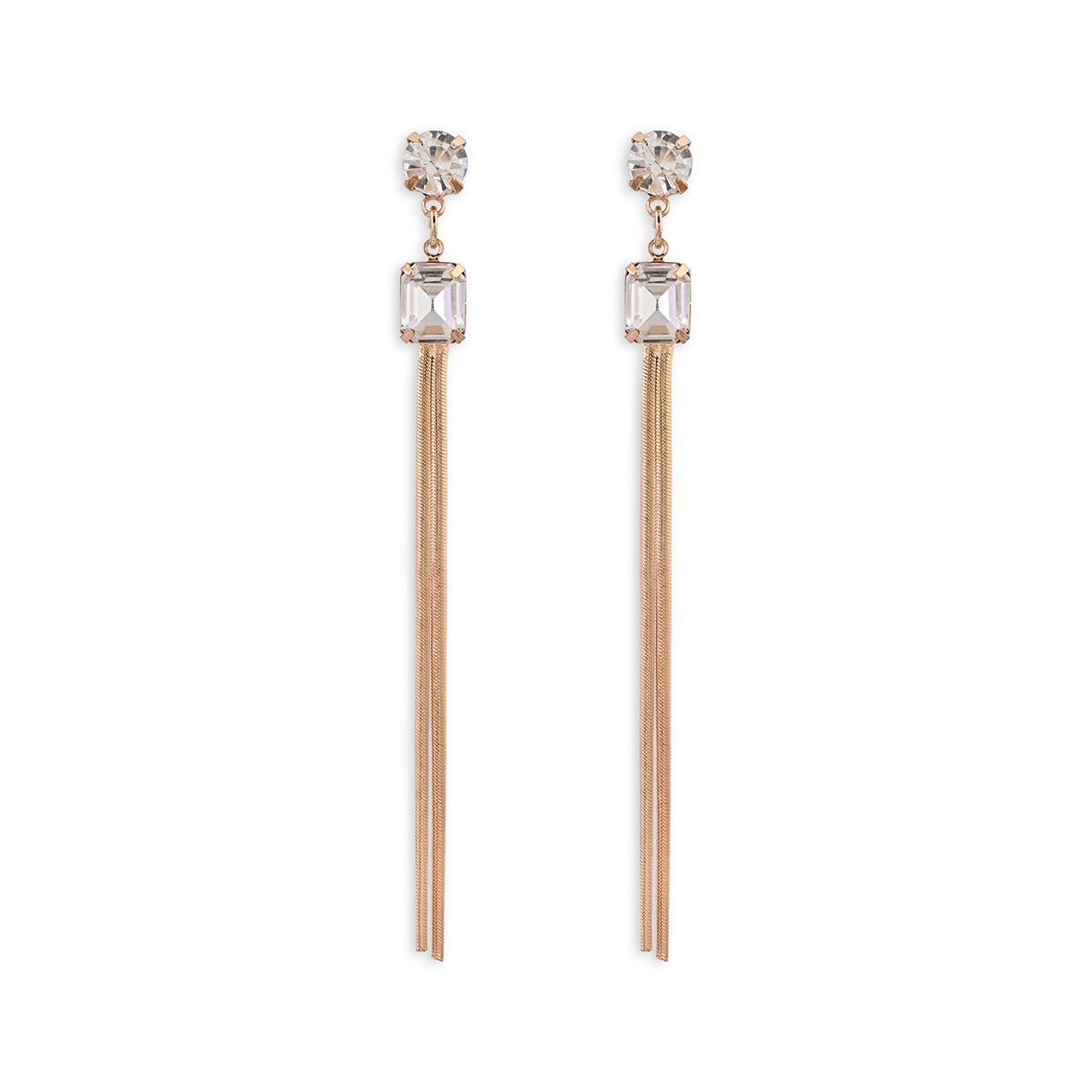 Golden Crystal Fringe Drop Earrings