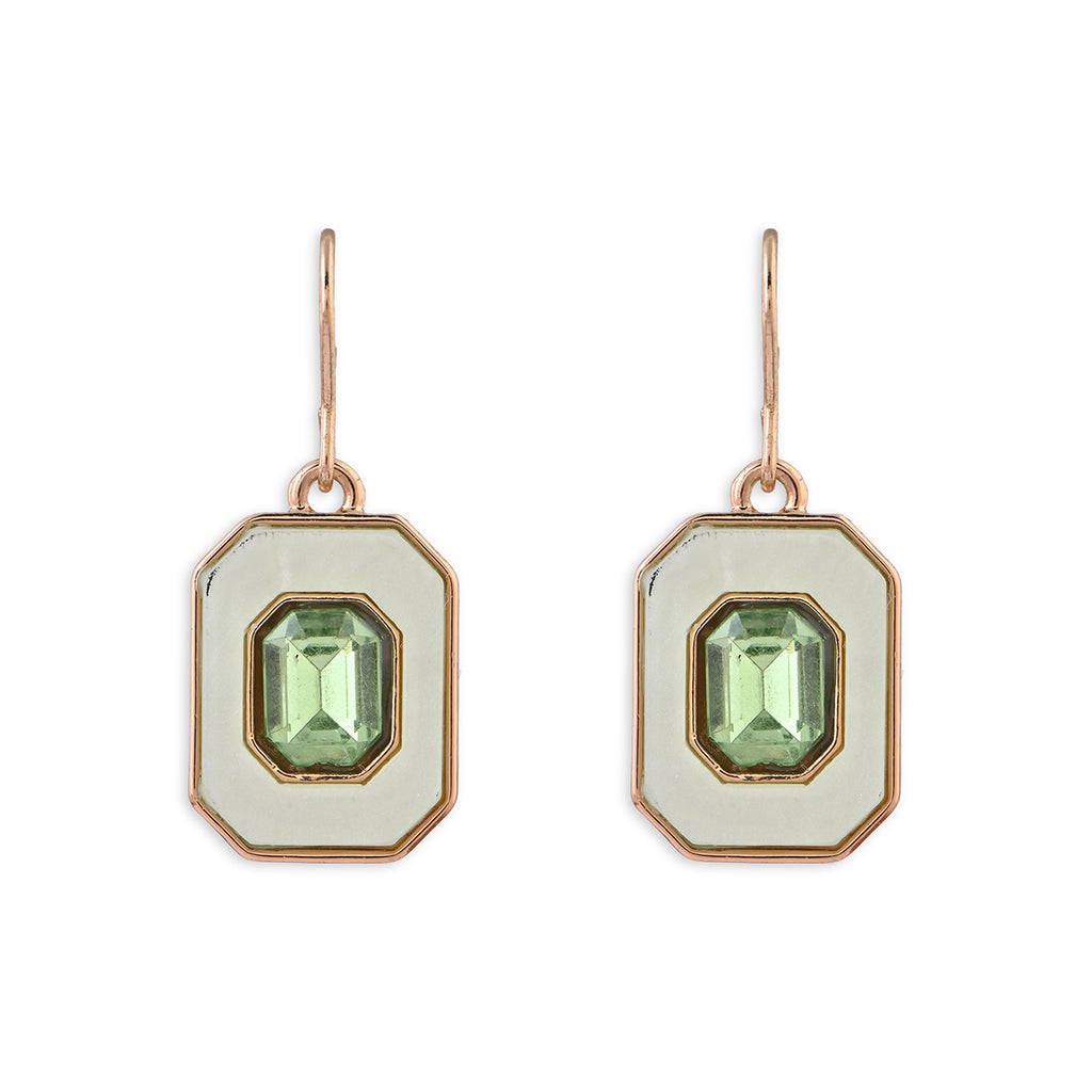 Gold & Green Stone Drop Earrings